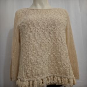 CHICO'S Sz 2(L) Beige Crocheted Top